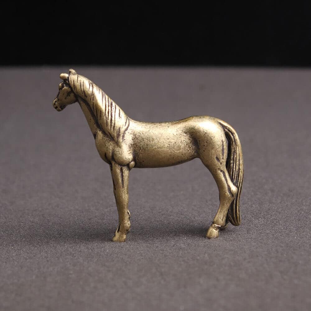 TEAMWILL Brass Horse Figurine - Elegant Small Statue for Home or Office Décor
