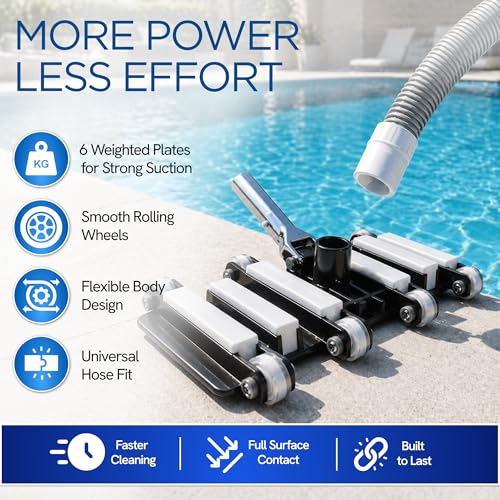 FibroPool Weighted Flexible Pool Vacuum Head - 14.4 x 10.5 in, Drill-613