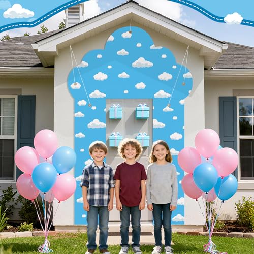 3-Piece Blue Sky White Clouds Door Banner Set for Party & Baby Shower Decor