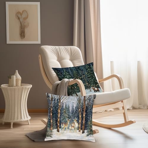 Nipil Christmas Winter Animal Forest 18x18 Pillow Covers - Set of 4, Color 1
