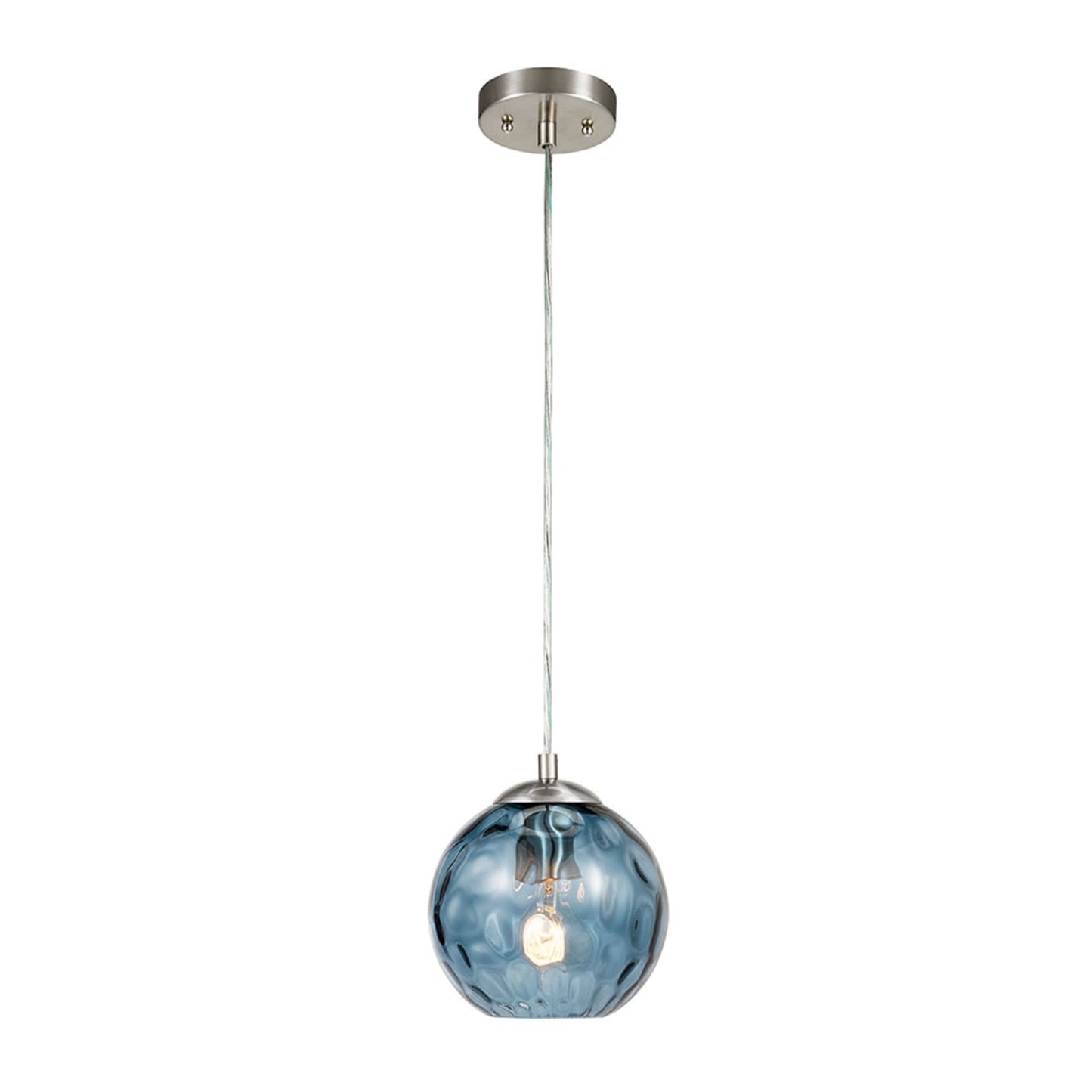 Catalina Lighting 69" Contemporary Small Hammered Glass Mini Pendant Ceiling Light, Blue, Classic Modern Kitchen Hanging Light