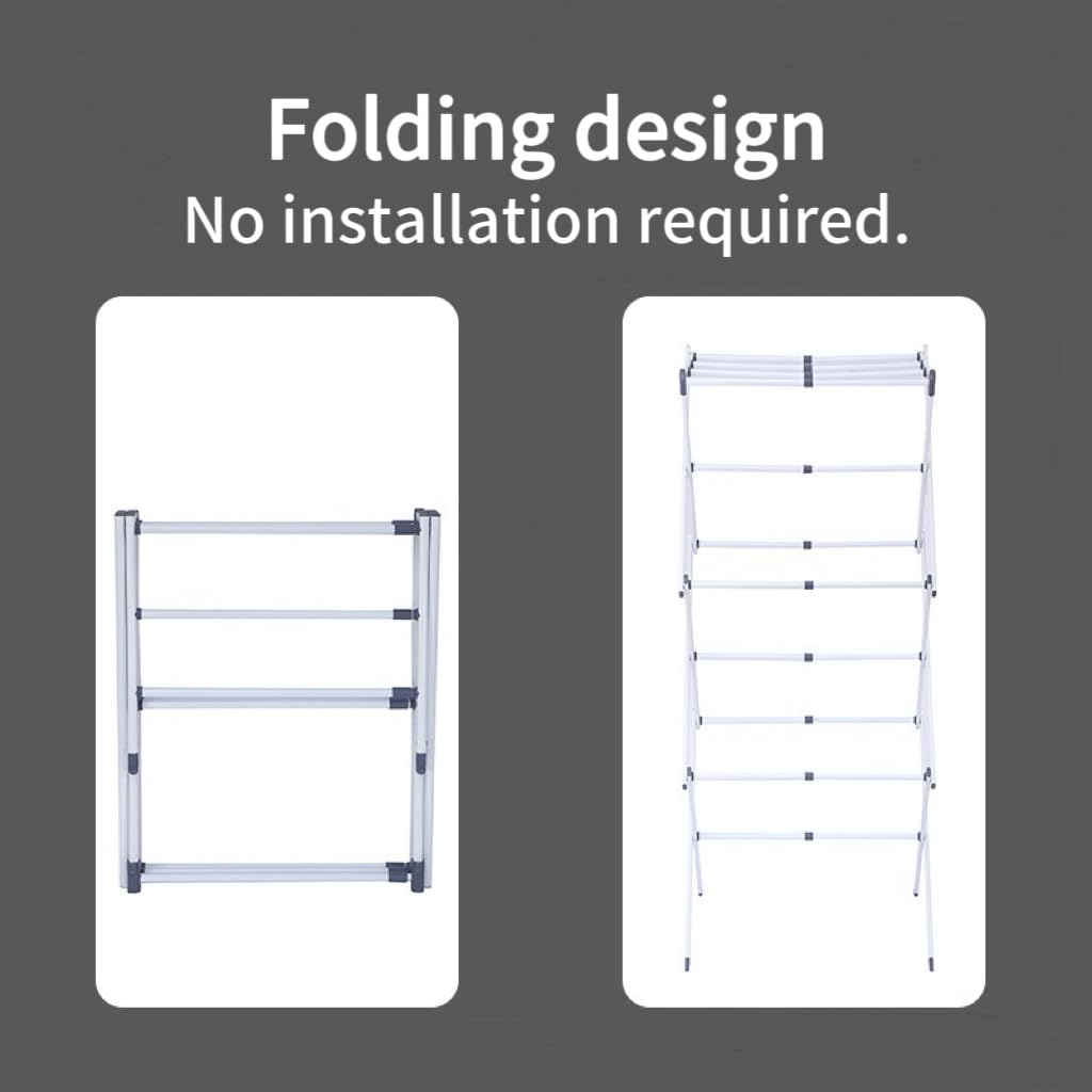 Maomo Standard Metal Drying Rack - Easy to Install Without Tools, Space-Saving telescoping Design, 16.93-29.92 inches Wide, White.