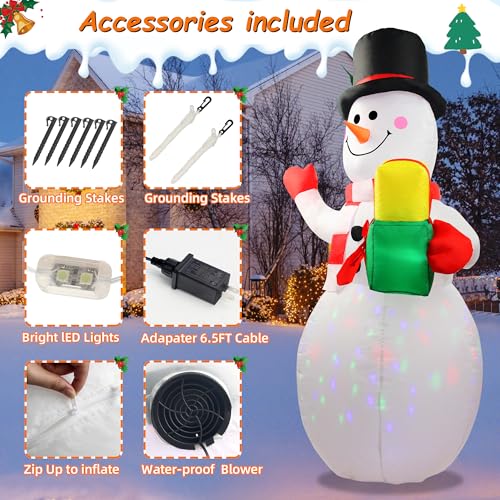 6ft Santa & 5ft Snowman Christmas Inflatable Outdoor Decorations Waterproof