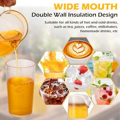 96 Pack 12 oz Reusable Plastic Tumblers - Clear Restaurant Cups - Frosted Design