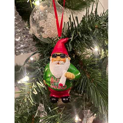 Gnometastic Smoking Let's Get Baked Gnome Ornament - Inappropriate Funny Christmas Ornaments for Adults, Stocking Stuffers & White Elephant Gifts for Adults, 3.5 Inch