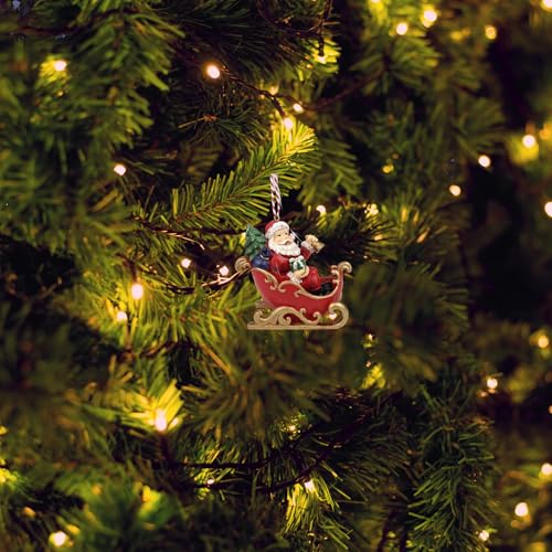 Needzo Santa¡¯s Sleigh Ornament, Festive Christmas Tree Decoration, Hand Painted Resin Materials, 3.37 Inches