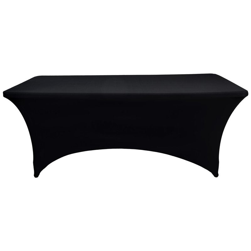ZarzaaSik 10-Pack 4ft Black Spandex Table Covers for Rectangular Folding Tables - Wrinkle Resistant Stretch Tight Table Cloths - Fitted Table Protector for Parties, Trade Shows, Banquet, and Wedding