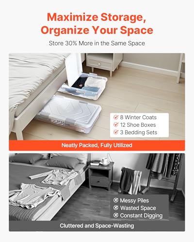 VEVOR Under Bed Storage with Wheels, 39.8 x 20.1 5.9 inch Underbed