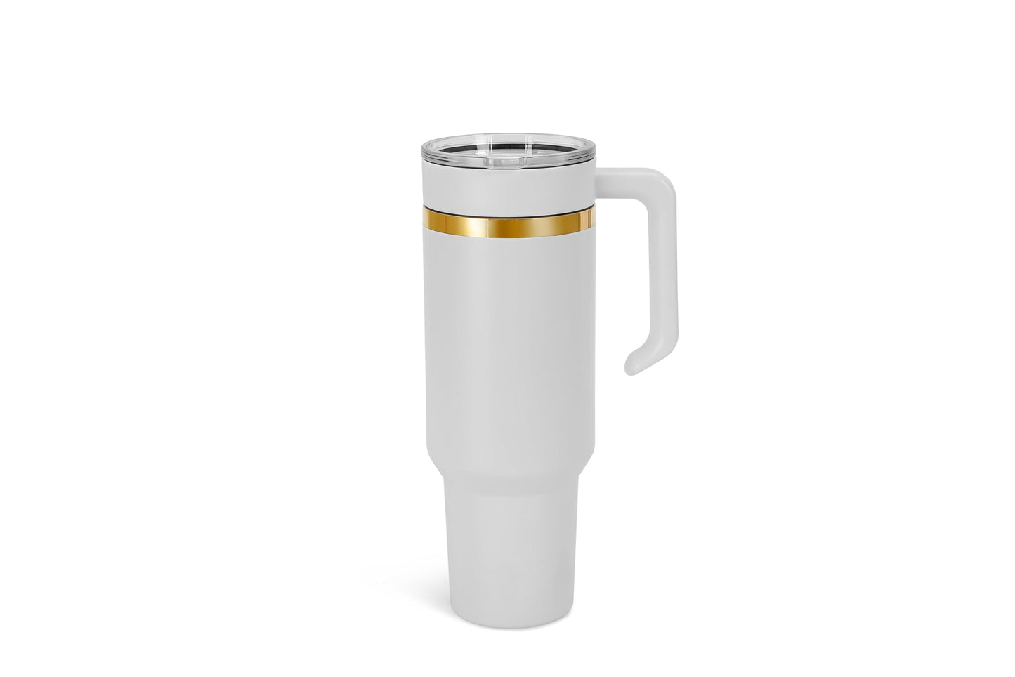 makerflo 40 oz Gold Electroplated White Powder Coated Tumbler with Lid and Straw, Handle Sold Separately, Ideal for Craft and Personalization (Laser Engraving, UV DTF, Epoxy, and Vinyl) – Pack of 25