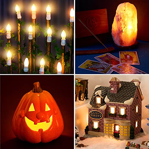 2 Pieces Accessory Cord with One LED Light Bulb Lamp Kit, 6Ft Christmas Village Lights Cord with On/Off Switch and Spare Fuse, Blow Mold Light for Christmas Houses Village, Holiday Craft Decorations