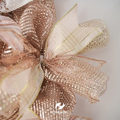 Deluxe Rose Gold Foil Deco Mesh 10in Roll – 30ft, for Wreaths, Garlands, Christmas Decor