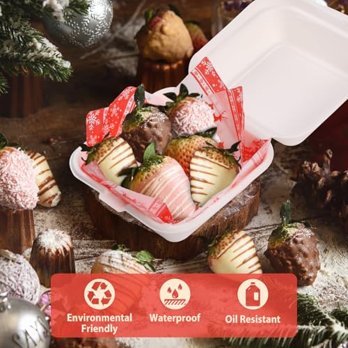 KIKISML 100 Pcs Christmas Reindeer Deli Paper Sheets 7x7 Inch Food-Grade Greaseproof Wrapping Paper