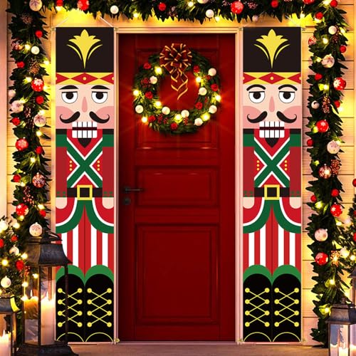 Nutcracker Soldier Christmas Yard Banners 2 Pack - Outdoor Holiday Decorations