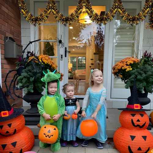 JXITON 33FT Halloween Tinsel Garland Metallic Hanging Twisted Garland for Halloween Party Home Decoration,Orange and Black