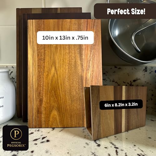 Premium Acacia Wood Cutting Board Collection with Display Stand - Kitchen Decor & Serving Set