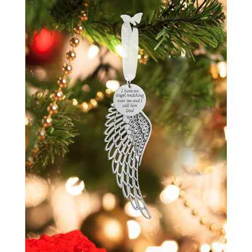 Christmas Memorial Decorations Ornaments - Angel Wings/Butterfly in Memory of Loved One Sympathy Gifts for Loss of Loved Dad in Heaven Keepsake