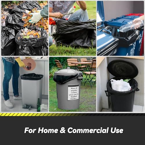 Wowflash 100 Count 55-60 Gallon Heavy-Duty Trash Bags - Large Commercial Garbage Liners