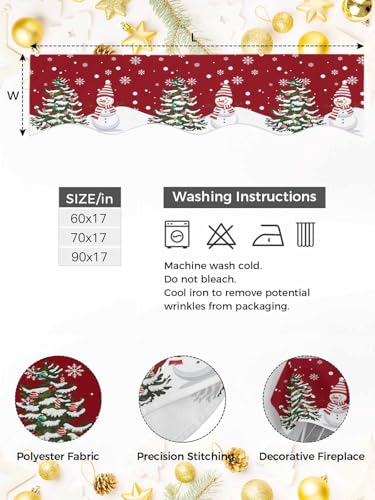 Victoroes 70 x 17 Inch Snowman Christmas Mantle Scarf for Fireplace & Holiday Decor
