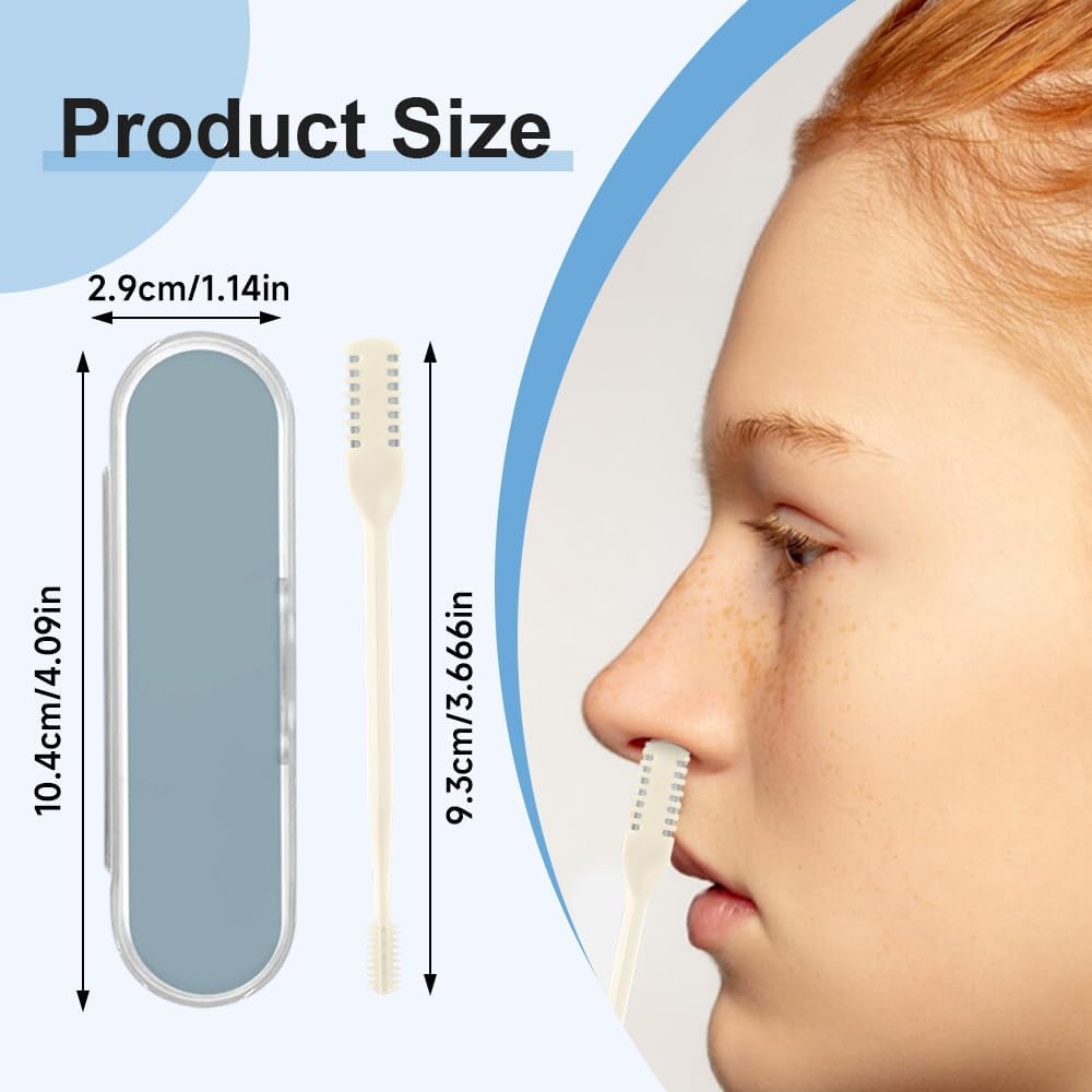 Skiennix Nasal Hair Cutter - 360° Rotating Nose Hair Trimmer with Ear Picker | Travel Essentials (Beige, 3 Packs)