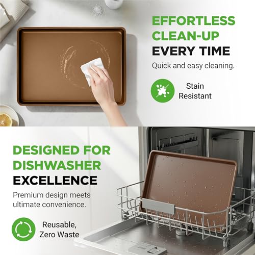 NutriChef 2-Pack XL Nonstick Cookie Sheets 22x16 Inch Baking Pans, Gold, Oven Safe
