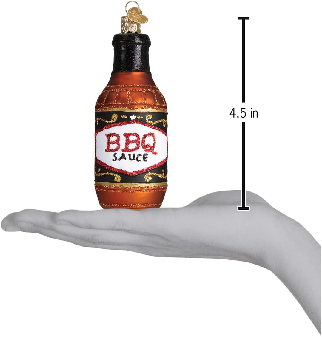 BBQ Sauce Glass Blown Ornament - Old World Christmas Food Decor 32292