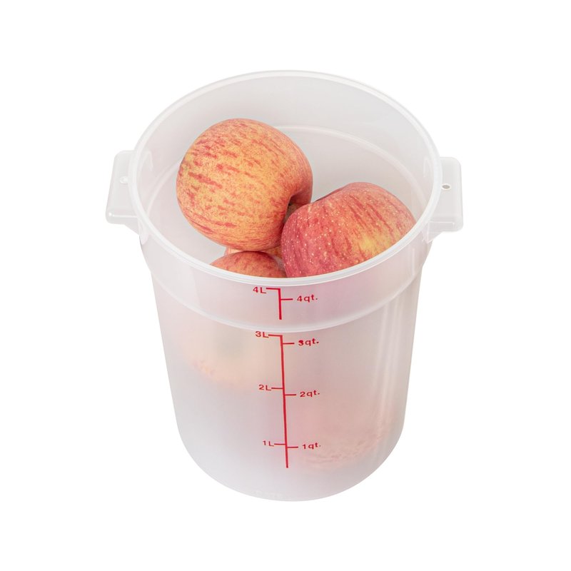 Restaurantware-Met Lux 4 Quart Food Storage Container, 1 Translucent Storage Container - Lids Sold Separately, Red Volume Markers, Dishwashable Container, Side Handles, For Storing Foods