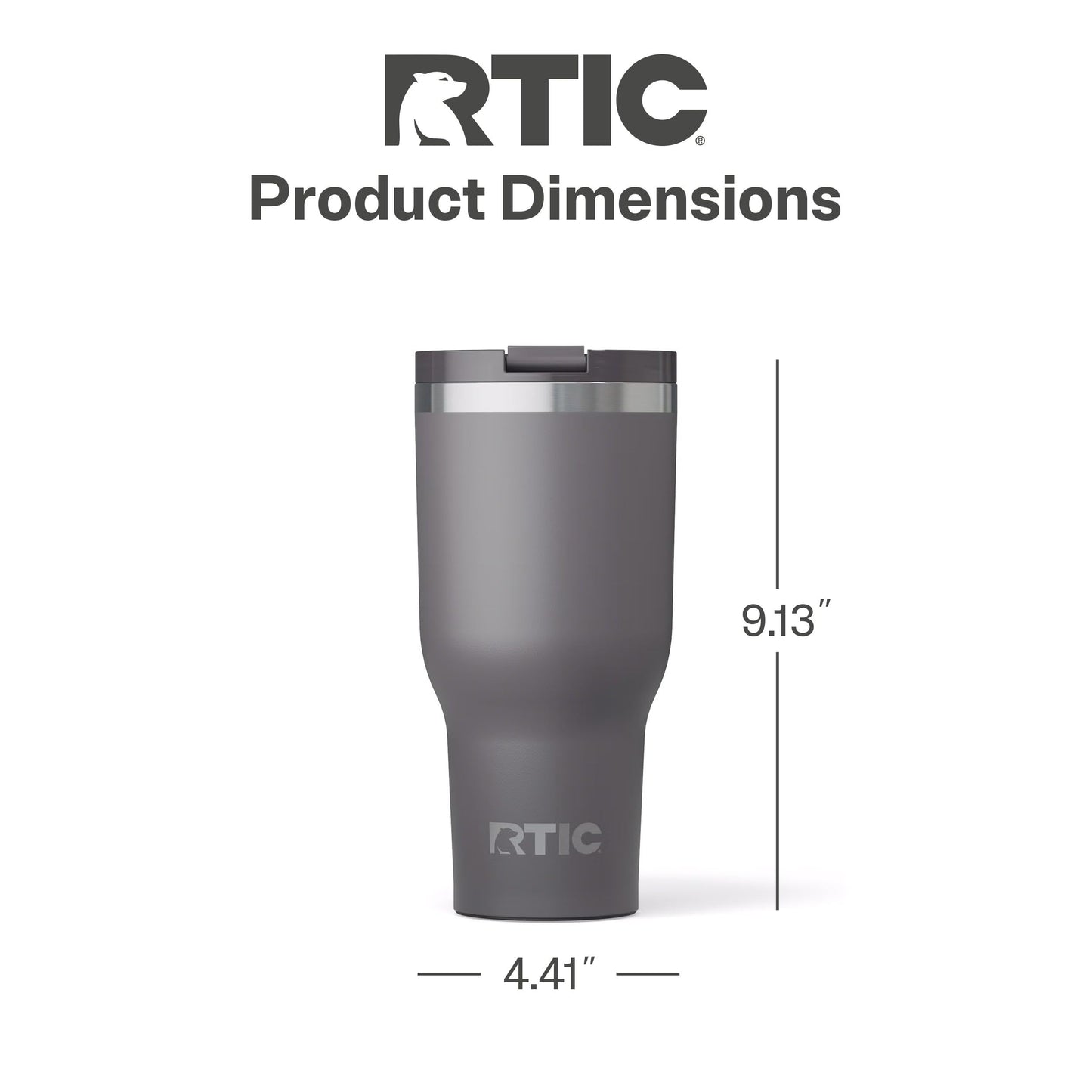 RTIC 40oz Essential Tumbler with Lid, Ceramic Lined, Insulated, Stainless Steel, Metal, Double Wall Vacuum-Insulation, Travel Cup for Iced Coffee, Tea, Hot and Cold Drink, Graphite