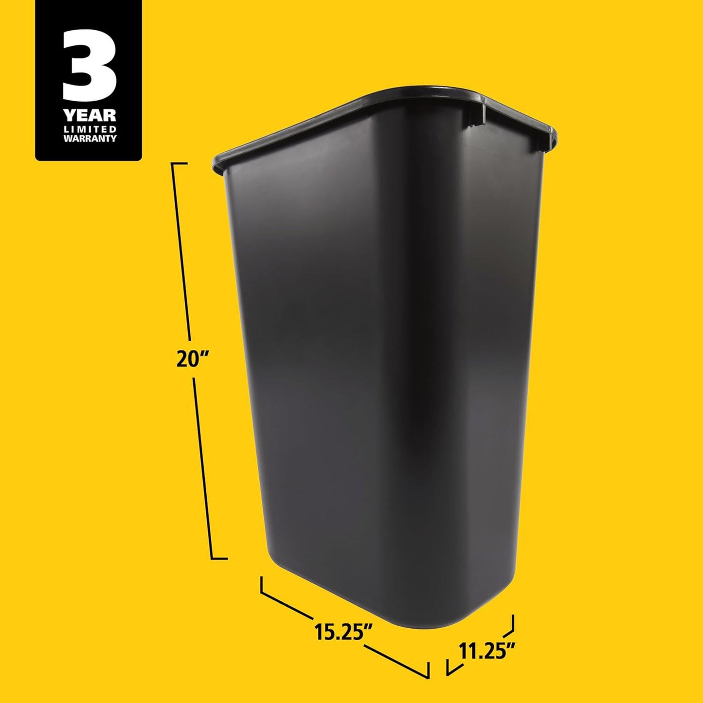 Rubbermaid Commercial Wastebasket - 41QT Stackable Trash Can | Black Plastic for Office & Home Use