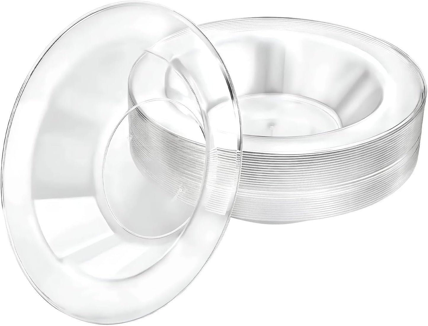 Premium 9-Inch Heavyweight Plastic Plates - Crystal Clear Wedding & Party Dinnerware, 30 Count