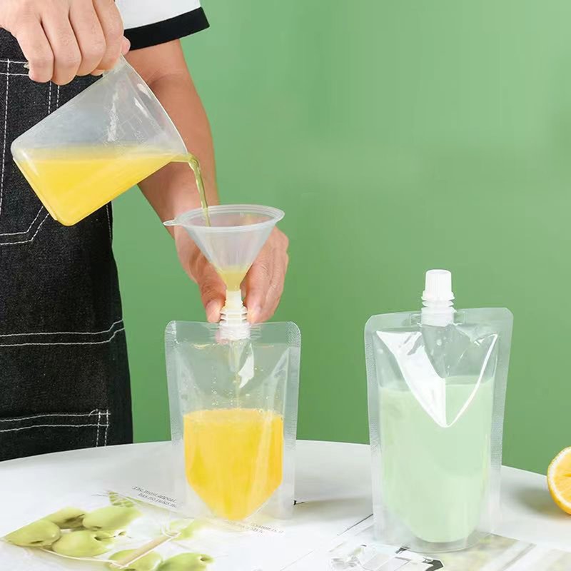 120 Pcs Plastic Flasks,3.5 Oz Drink Reusable Plastic Pouches Leak-Proof Juice Pouches Bags with 4 Funnels for Travel Outdoor Sports, Concerts, Events