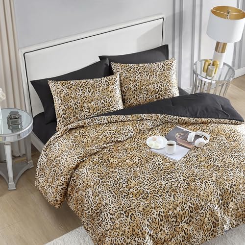 Juicy Couture Leopard Satin Comforter Set - Full/Queen Brown, Reversible, 3-Piece
