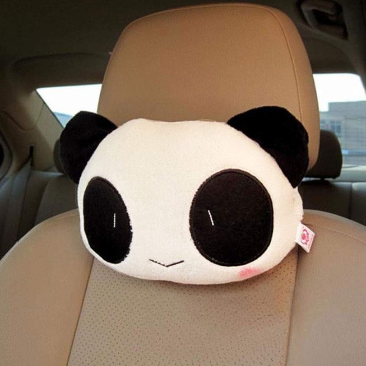 Cute Panda Plush Car Seat Headrest Pillow - 2-in-1 Neck Rest Cushion Set