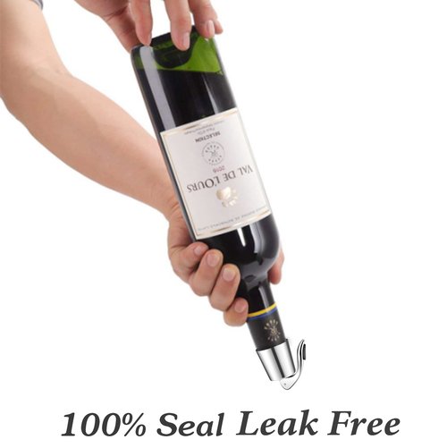 ERHIRY Wine Stoppers Set of 2 - Stainless Steel Wine Bottle Stopper with Silicone Seal, Reusable Beverage Preserver, Freshness Keeper, Premium Bottle Sealers, Ideal Wine Saver Accessory Gift Set