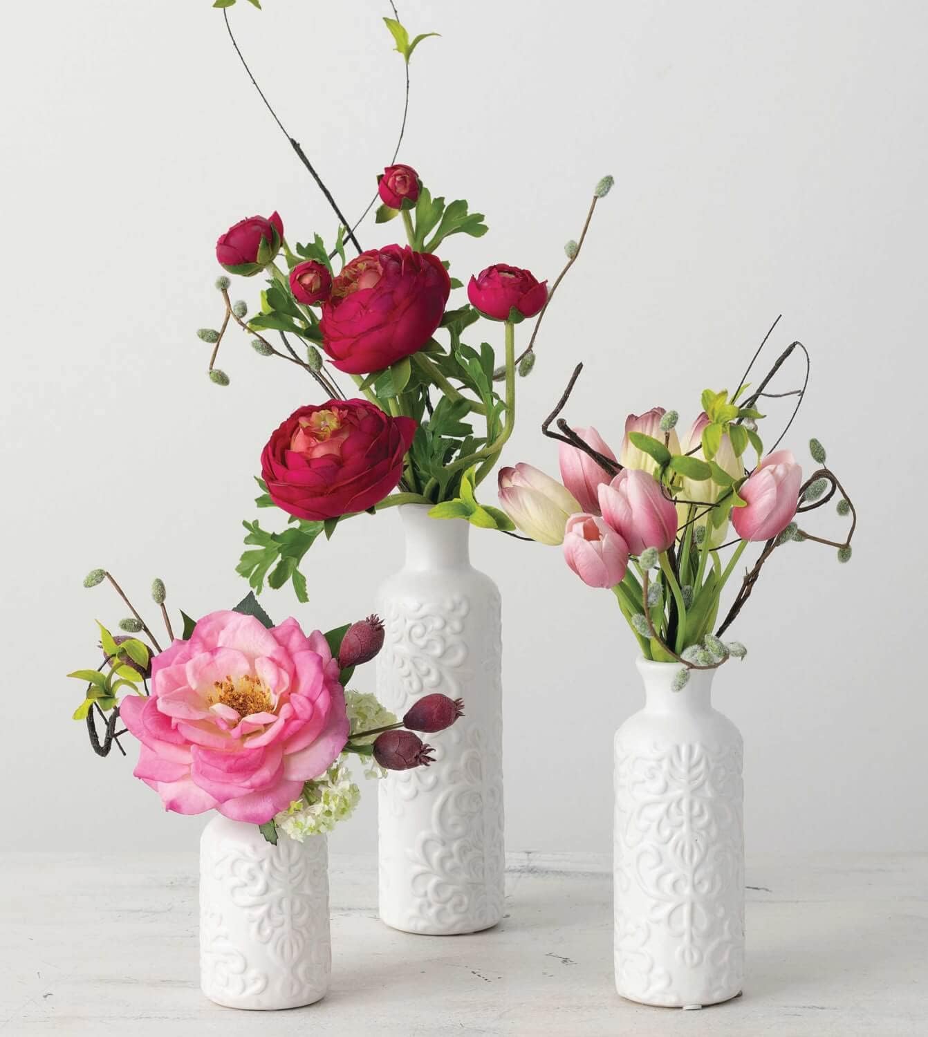 Red Vase Set - Boho Farmhouse Decor for Kitchen, Bedroom & Living Room - CM2407