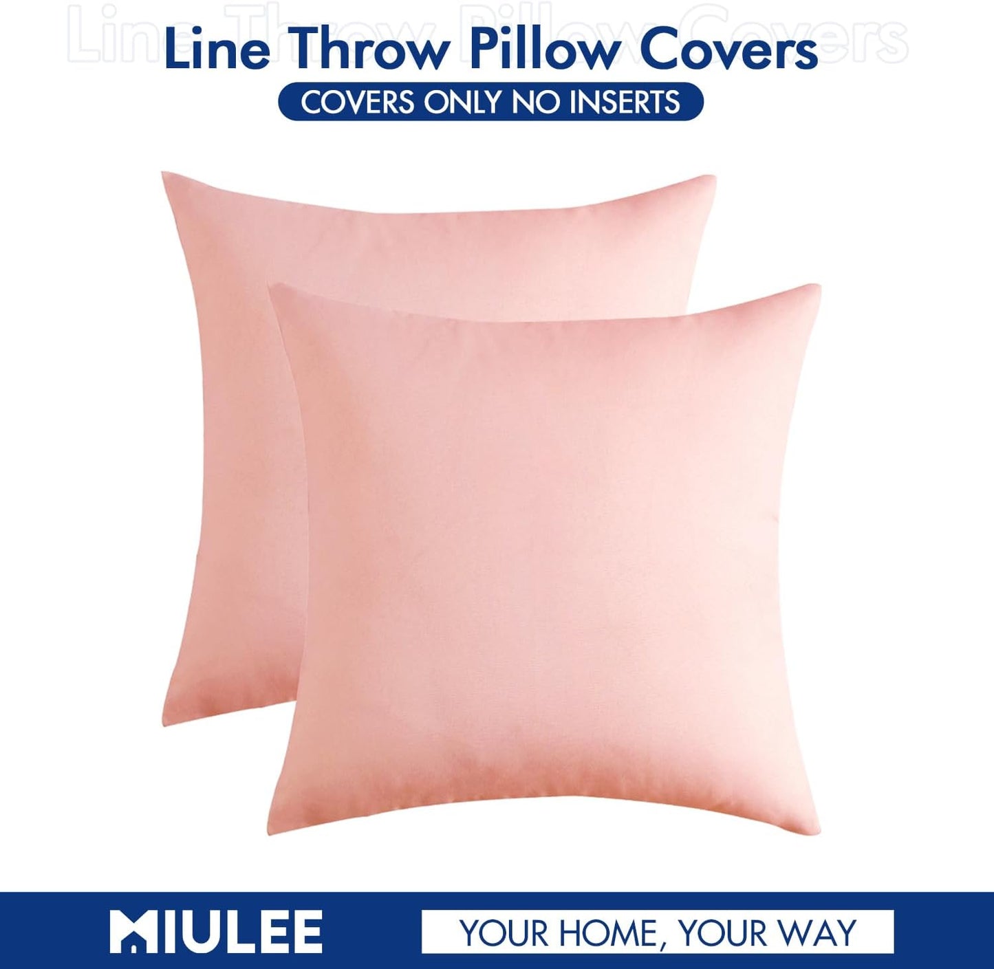 MIULEE Decorative Outdoor Throw Pillow Covers - Waterproof Faux Linen Cushion Cases | 16x16 Inch Light Pink (Pack of 2)