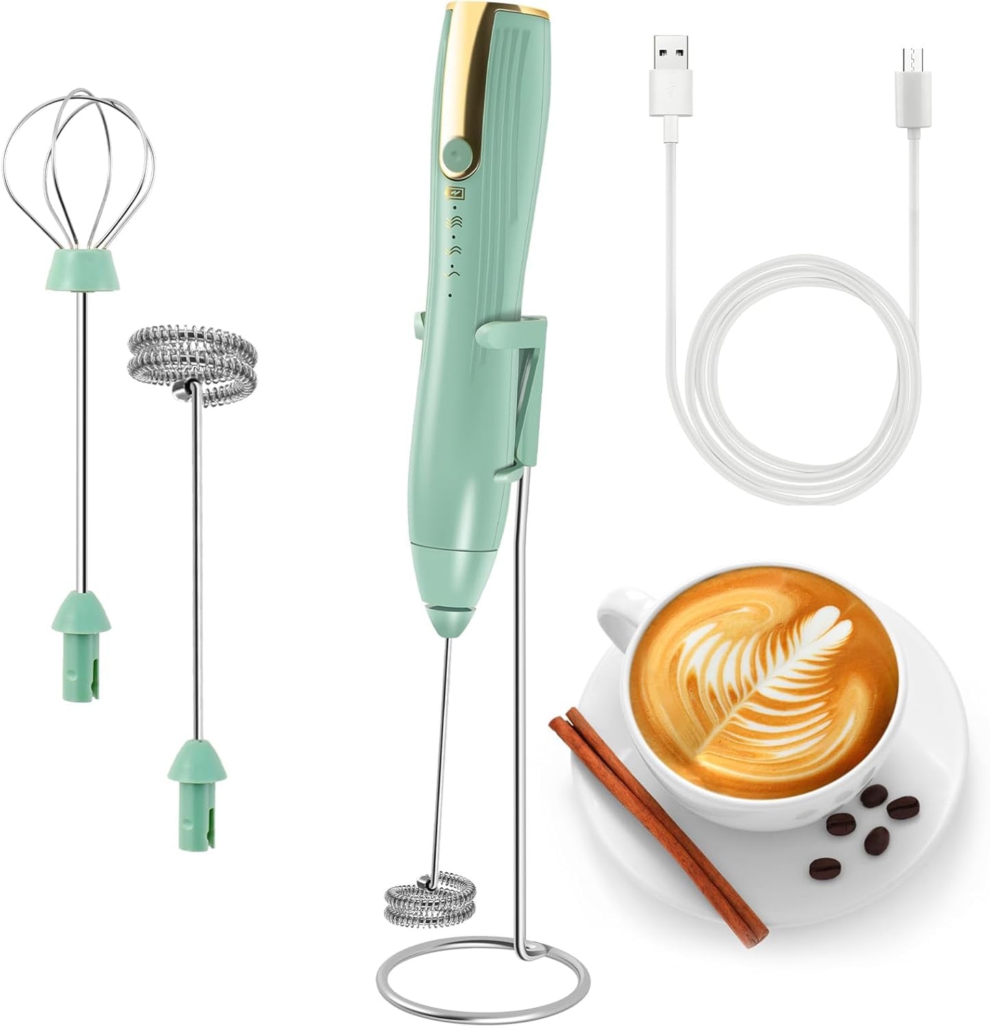 Skiennix Handheld Milk Frother - Rechargeable Electric Foam Maker for Lattes & Cappuccinos