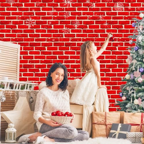 4 Pcs Red Brick Tablecloths, 51in x 86in Brick Wall Backdrop, Brick Table Covers, Brick Wall Scene Backdrop Decoration for Holiday, Birthday, Christmas, Baby Shower (4, 51'' x 86'')