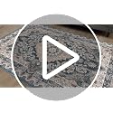 Blue Washable Area Rug 6x9 Ft - Vintage Geometric Floral Flat-Back Carpet