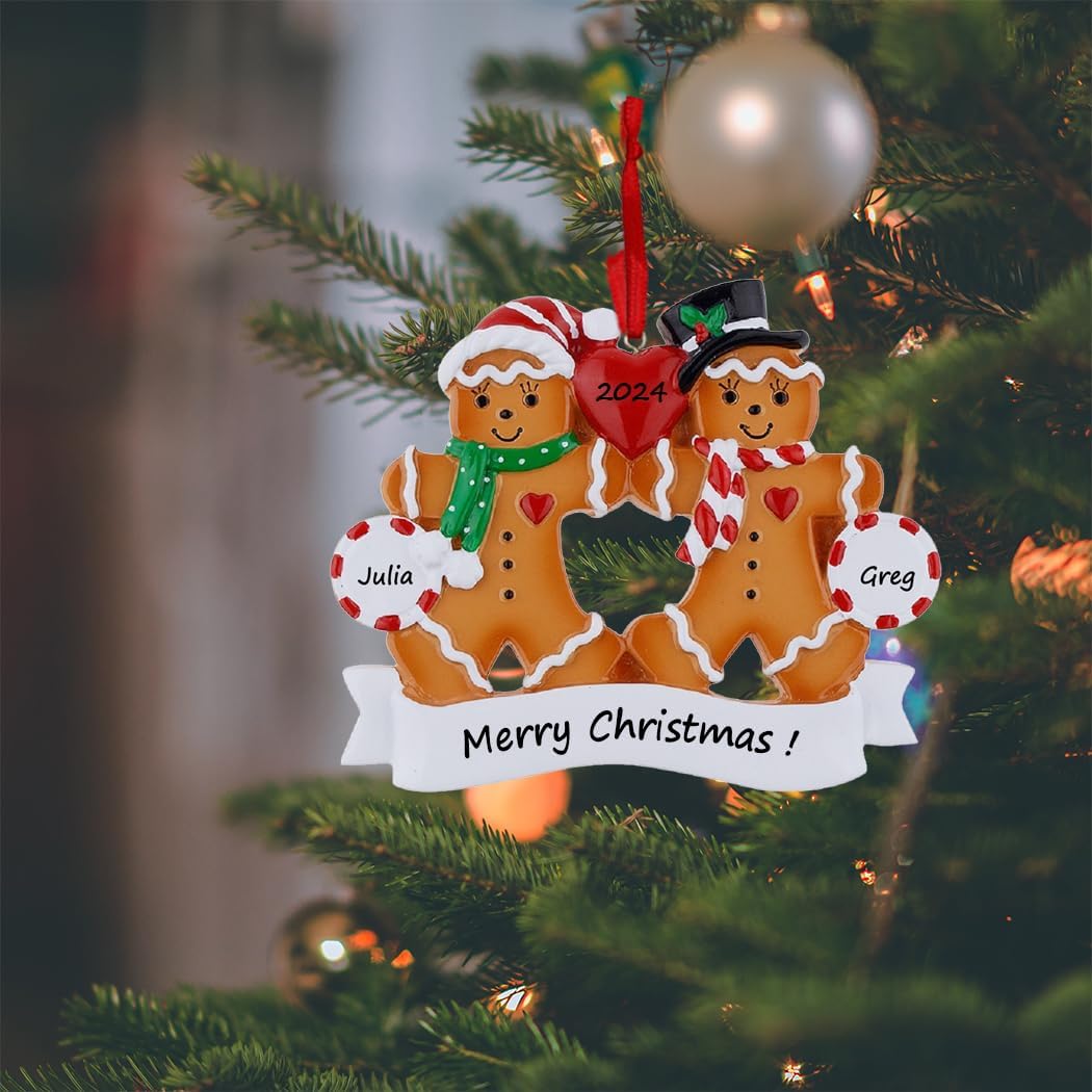 Personalized Gingerbread Family of 6 Christmas Ornaments - Unique Keepsake Gifts