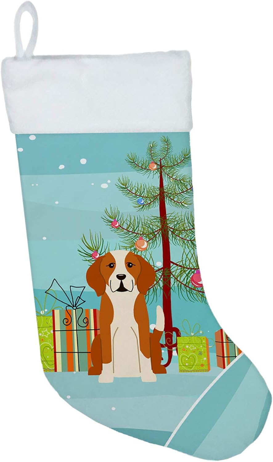 Merry Christmas Tree Dogue de Bordeaux Stocking - Festive Fireplace Decor for Holidays