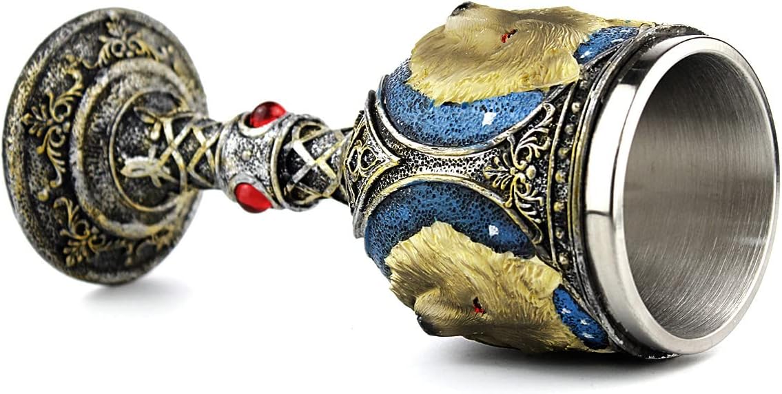 Stainless Steel Wolf Goblet - 3D Resin Wine Chalice Cup for Unique Occasions