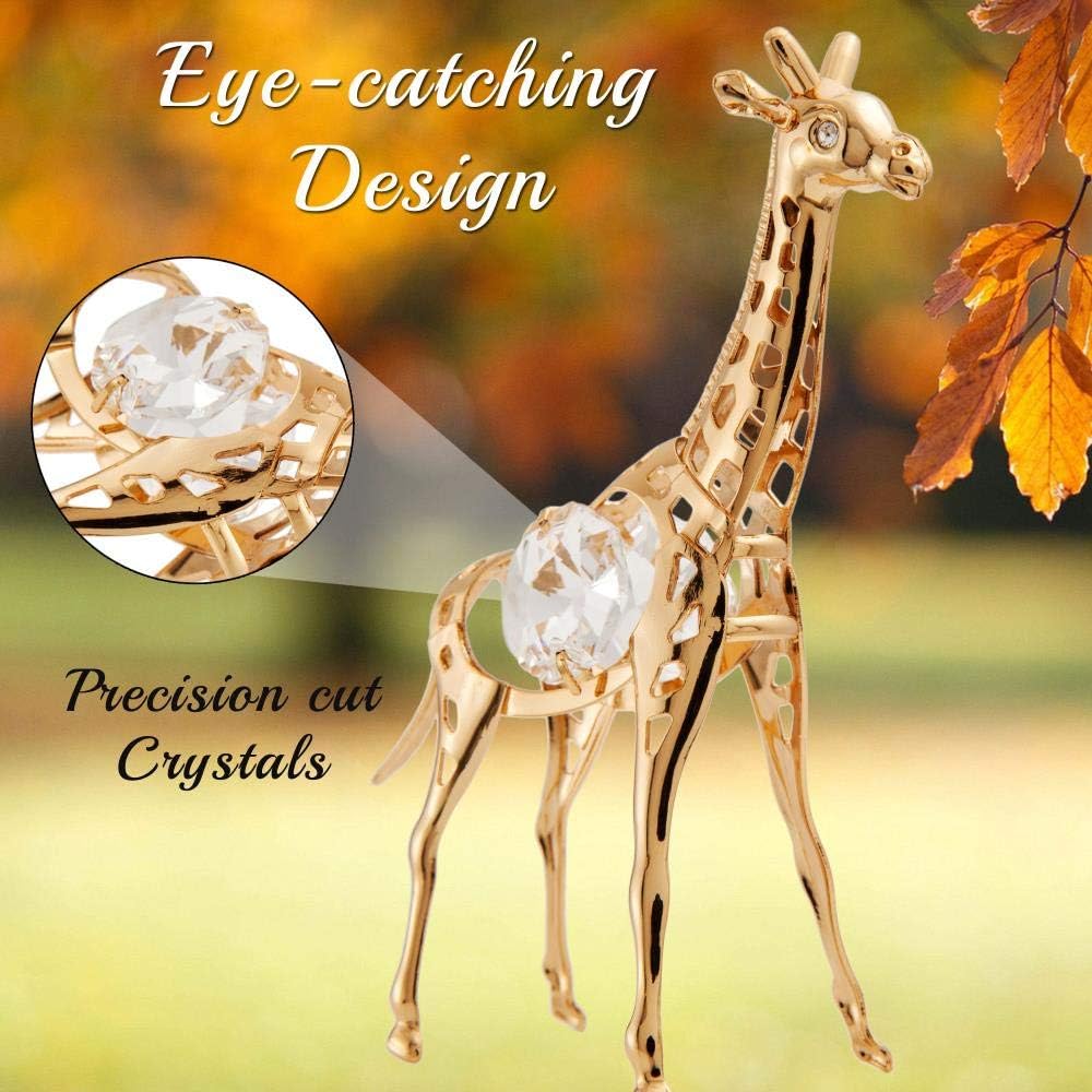 24K Gold Plated Giraffe Ornament - Crystal Christmas Tree Décor & Unique Gift for Mom, Daughter, Grandma