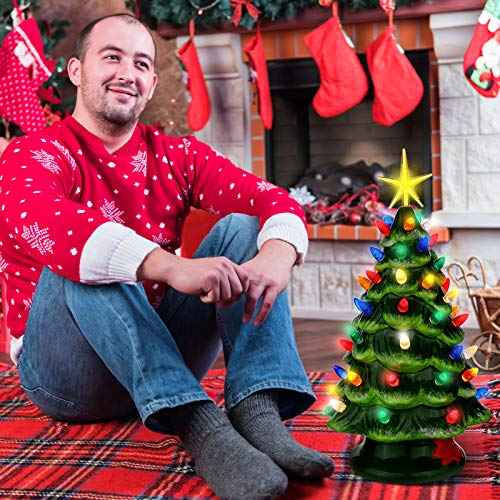 WILLBOND 6 Pieces Ceramic Christmas Tree Star Replacement Light Ceramic Tree Star Ornament Christmas Replacement Light Bulbs Accessories(Red, Yellow, Transparent)