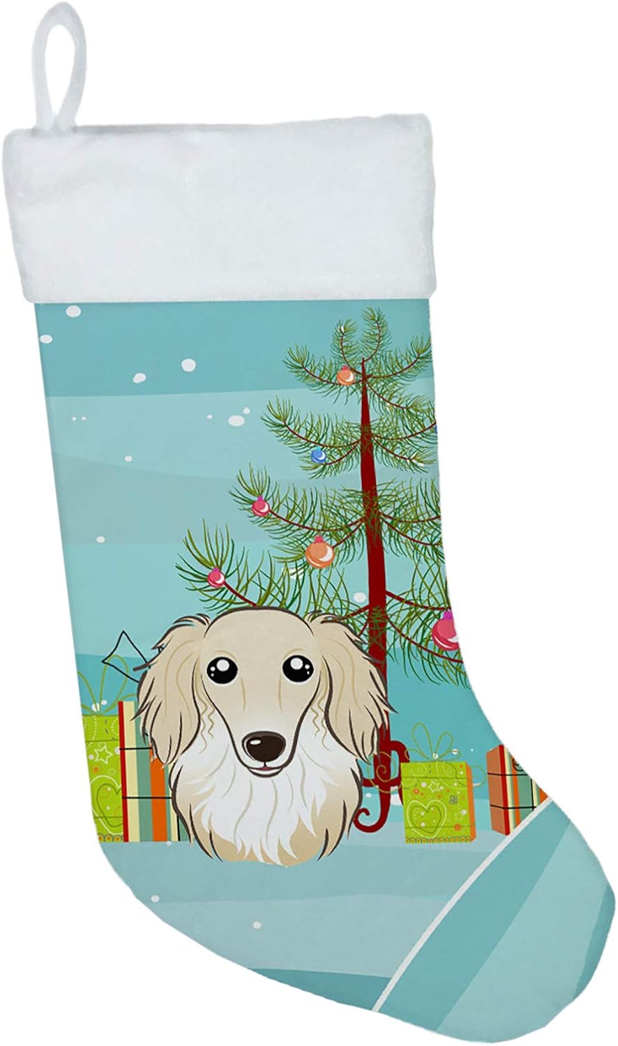 Shih Tzu Christmas Stocking - Chocolate Brown Dog Holiday Decor for Fireplace