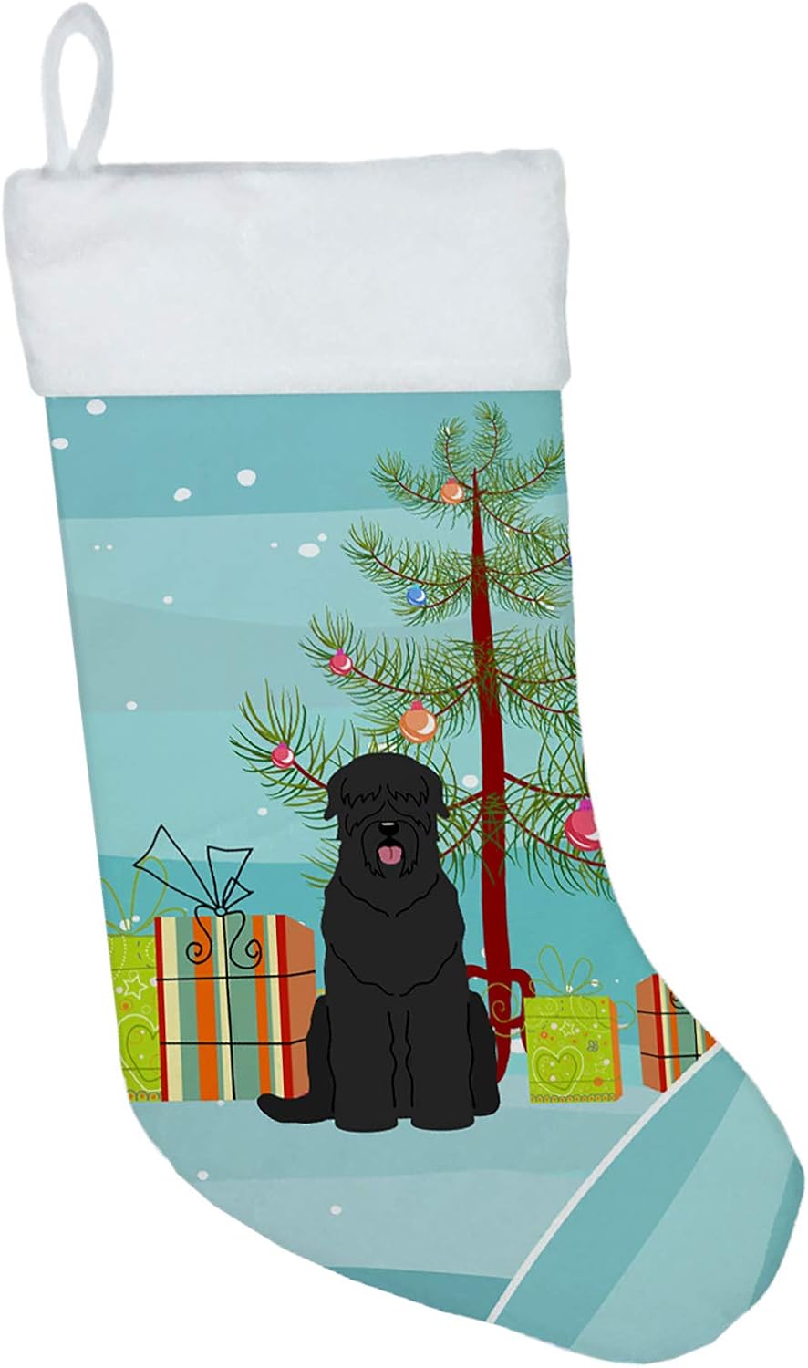 Merry Christmas Tree Dogue de Bordeaux Stocking - Festive Fireplace Decor for Holidays