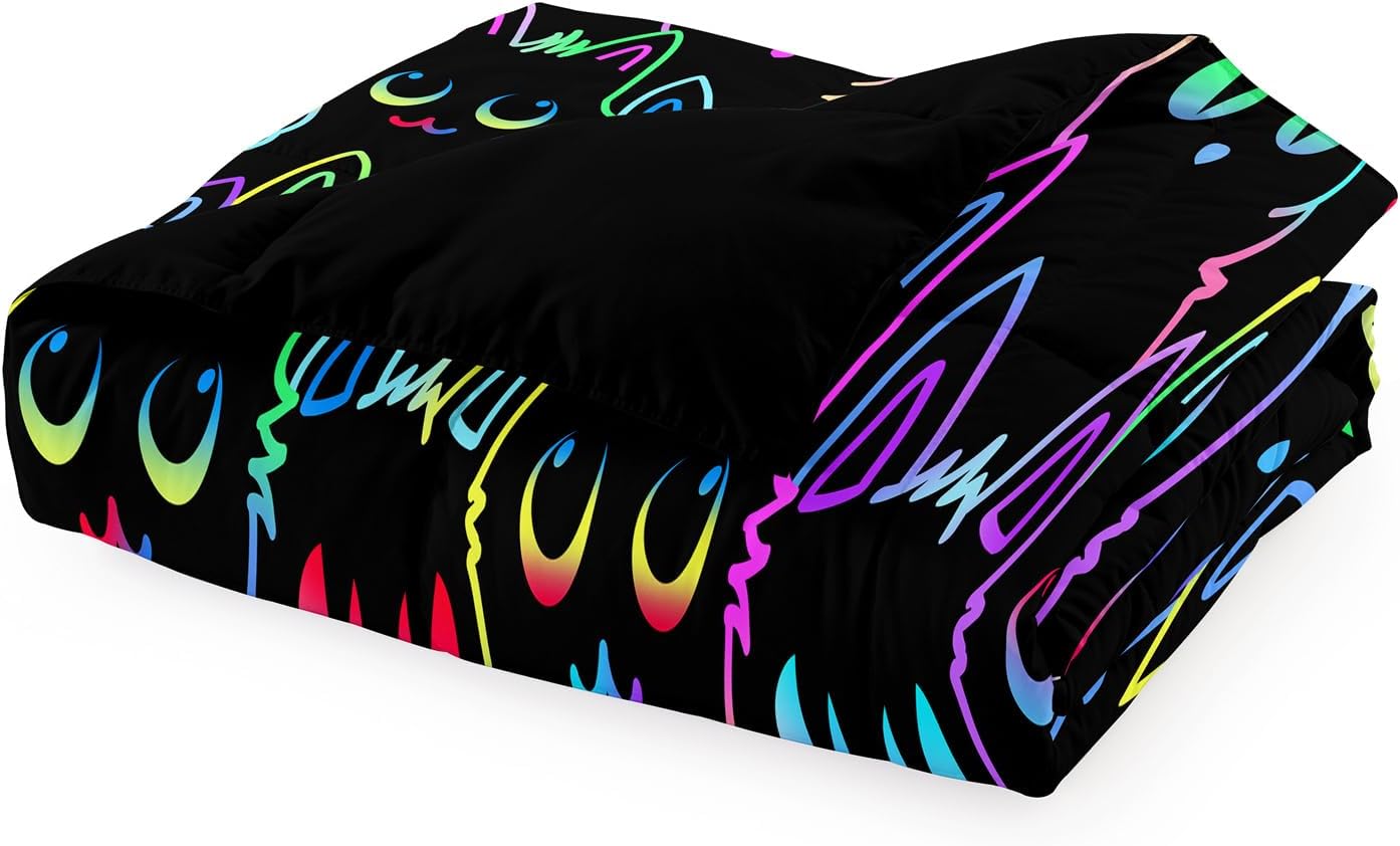 Cute Cartoon Dinosaur Bedding Set, Ultra Soft Full Size Comforter Set for Boys, Lovely Dinosaur Printed Comforter for Kids Teens, Dark Blue Microfiber Quilt for All Season 3Pcs with Pillowcases