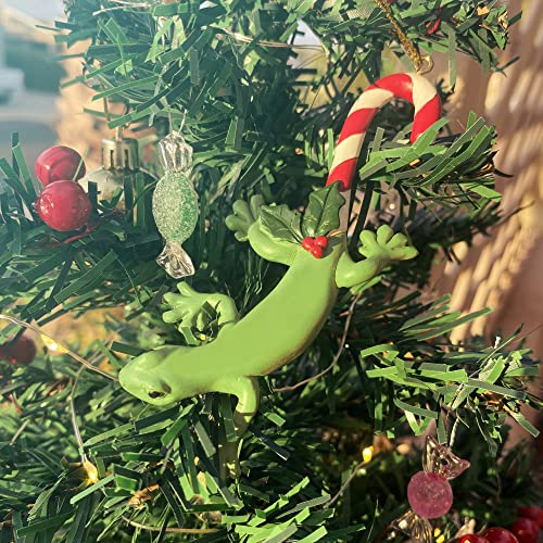 Candycane Tail Gecko Personalizable Ornament (Blank Gecko) Hand Painted, Sonoran Souvenirs
