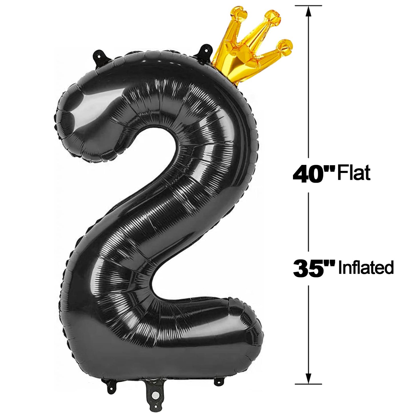 Black 2 Balloon, 40 Inch Number Balloons, Two Second Balloons Number Birthday Decorations, 2nd Bday Party Supplies, Number 2
