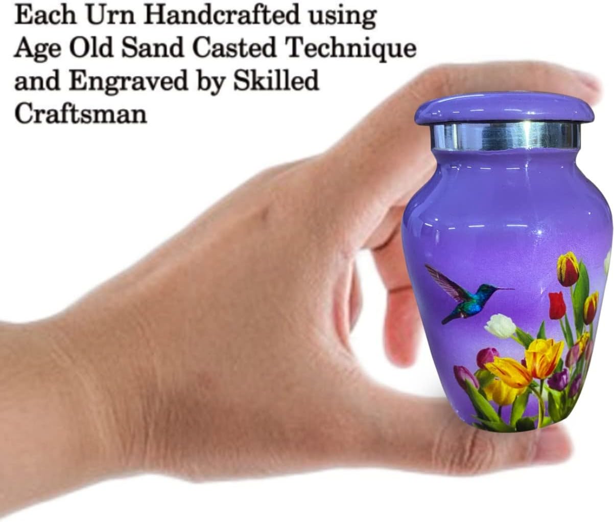 BOLD & DIVINE Adult Purple Hummingbird Cremation Urn | Human Ashes Adult Memorial urn, Burial, Funeral Cremation Urns | 200 Cubic Inches (Large Adult)