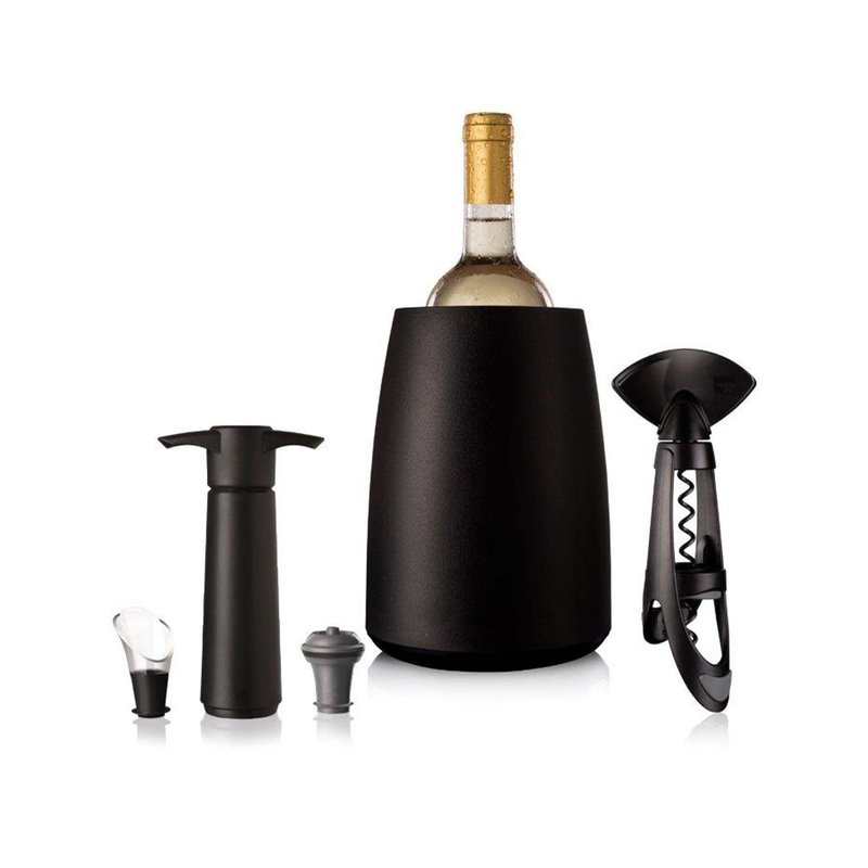 Vacu Vin Wine Set Elegant – 5-Piece Wine Saver, Pourer & Corkscrew Set | Includes Wine Pump, 2 Stoppers, Wine Server & Twister Corkscrew | Perfect for Wine Lovers & Gifting